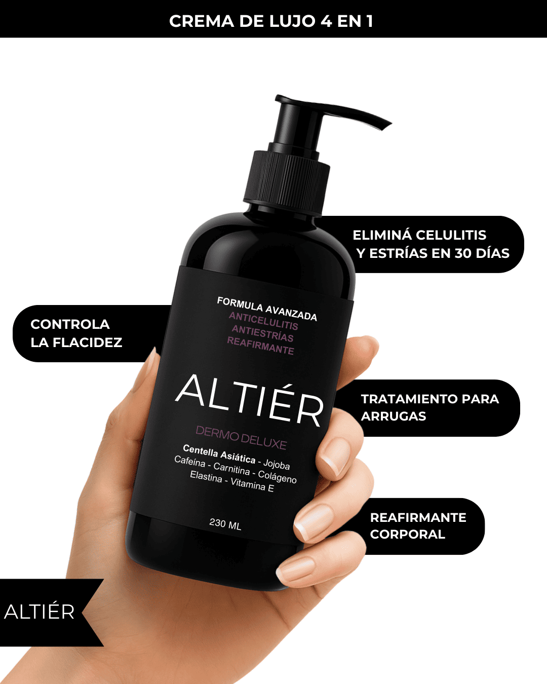 Dermodeluxe Alta Cosmética: Tratamiento para Celulitis, Flacidez, Arrugas y Reafirmante - 230 ML.