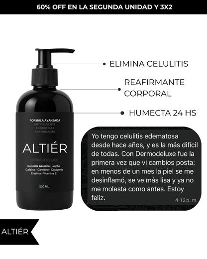 Dermodeluxe Alta Cosmética: Tratamiento para Celulitis, Flacidez, Arrugas y Reafirmante - 230 ML.