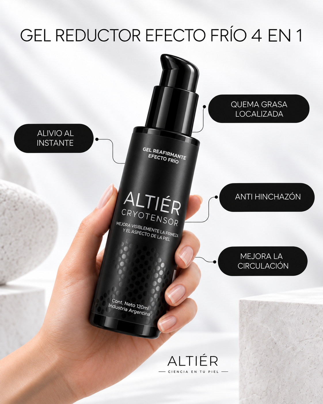 CRYOTENSOR – Gel corporal Reductor · Frío Intenso + Alivio inmediato.
