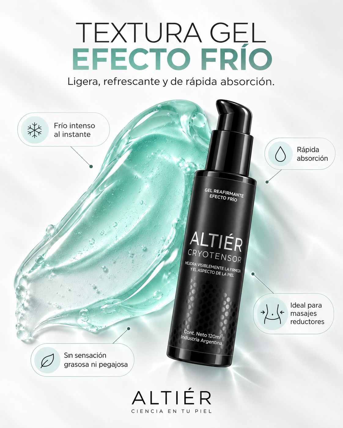 CRYOTENSOR – Gel corporal Reductor · Frío Intenso + Alivio inmediato.