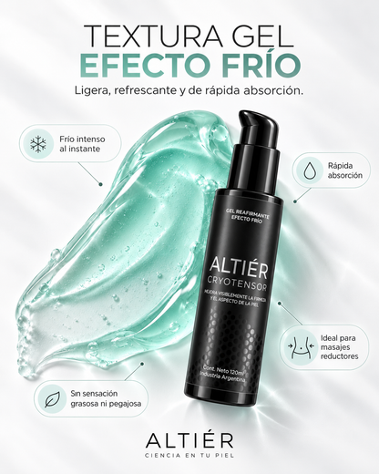 CRYOTENSOR – Gel corporal Reductor · Frío Intenso + Alivio inmediato.