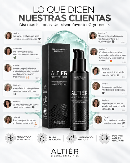 CRYOTENSOR – Gel corporal Reductor · Frío Intenso + Alivio inmediato.